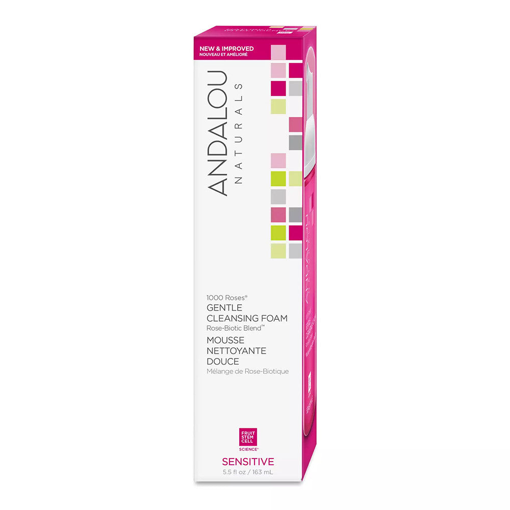 Andalou Naturals 1000 Roses Gentle Cleansing Foam for Sensitive Skin, 5.5 Oz